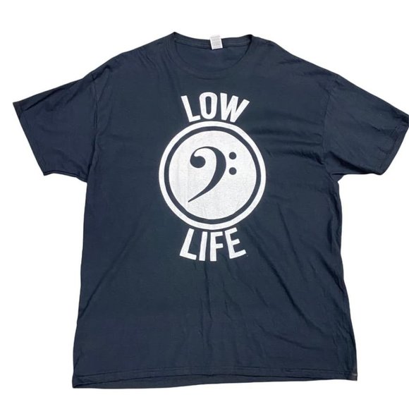 Fruit of the Loom XL Low Life Band Tshirt Bass Clef Funny Graphic Print - Picture 2 of 6